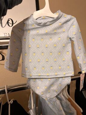 Carter's Light Blue Rash Guard Set with Yellow Lemon Motif